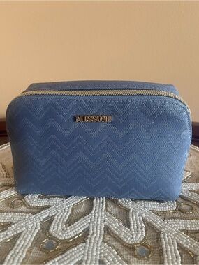 Luxury Missoni Powder Blue Chevron Cosmetic Case